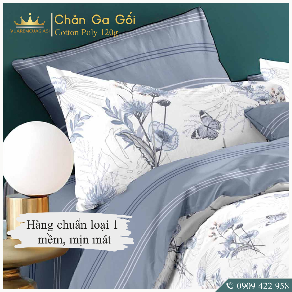 Bộ chăn ga gối 5 món CottonAL1-3-10 dành cho nệm giường decor trang trí phòng ngủ, vỏ chăn hoặc chăn chần bông nhiều siz - Ảnh 4