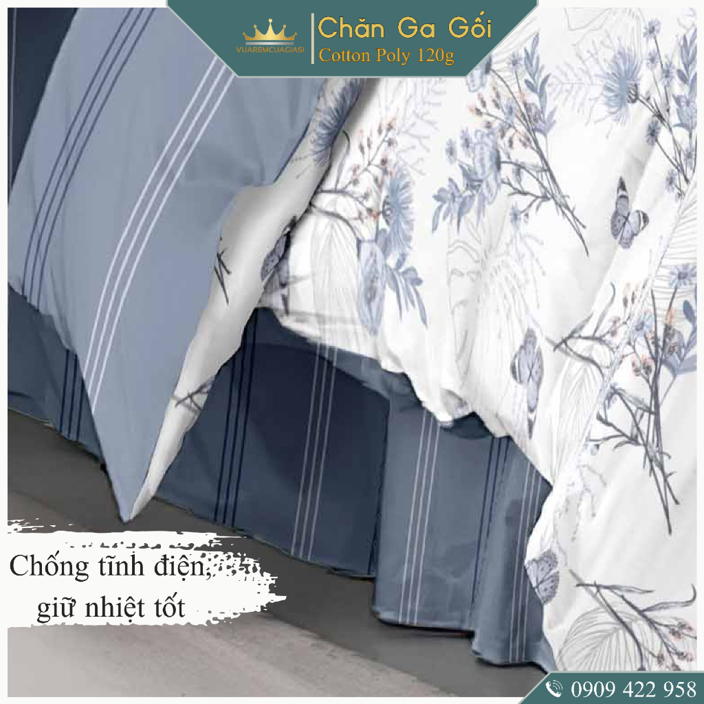 Bộ chăn ga gối 5 món CottonAL1-3-10 dành cho nệm giường decor trang trí phòng ngủ, vỏ chăn hoặc chăn chần bông nhiều siz - Ảnh 6