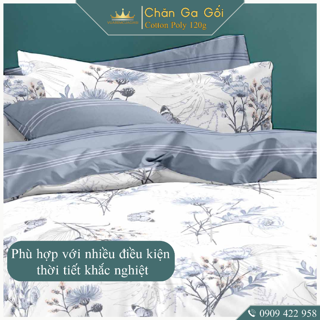 Bộ chăn ga gối 5 món CottonAL1-3-10 dành cho nệm giường decor trang trí phòng ngủ, vỏ chăn hoặc chăn chần bông nhiều siz - Ảnh 7