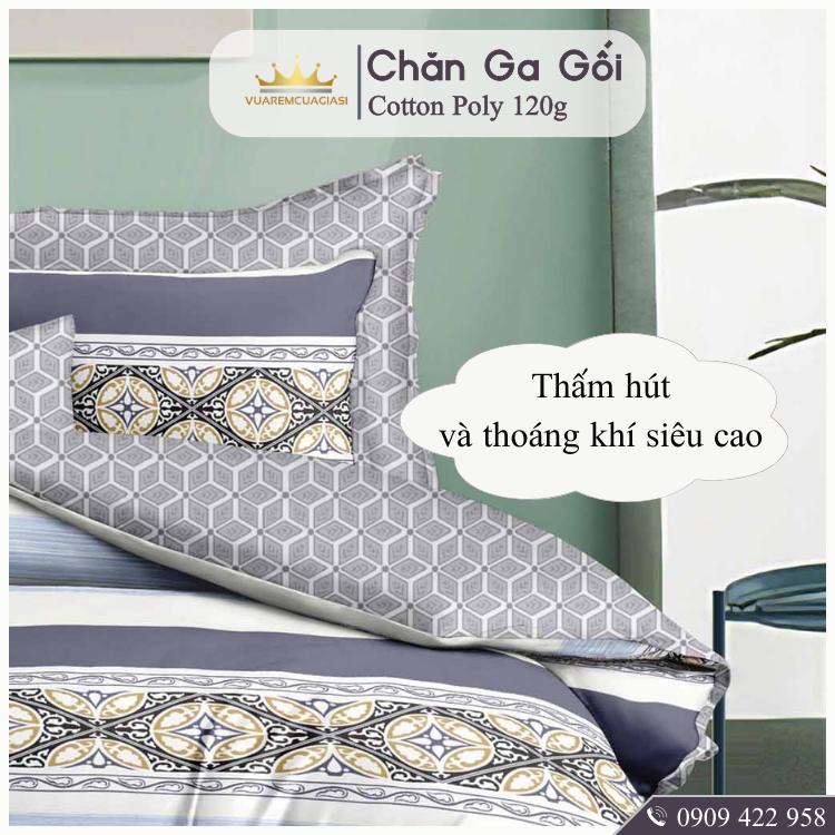 Bộ chăn ga gối 5 món CottonAL1-3-11 dành cho nệm giường decor trang trí phòng ngủ, vỏ chăn hoặc chăn chần bông vuarem - Ảnh 4