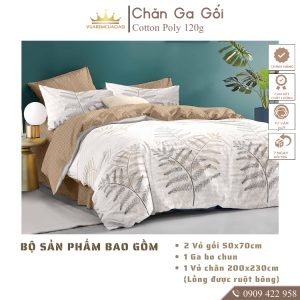 Bộ chăn ga gối 5 món CottonAL02-3-6 dành cho nệm giường decor trang trí phòng ngủ decor phòng