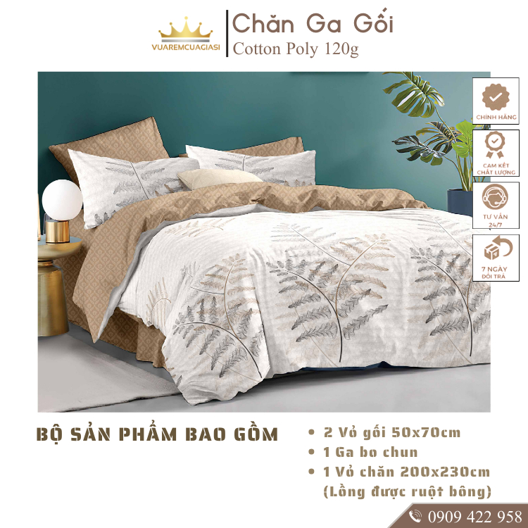 Bộ chăn ga gối 5 món CottonAL02-3-6 dành cho nệm giường decor trang trí phòng ngủ decor phòng