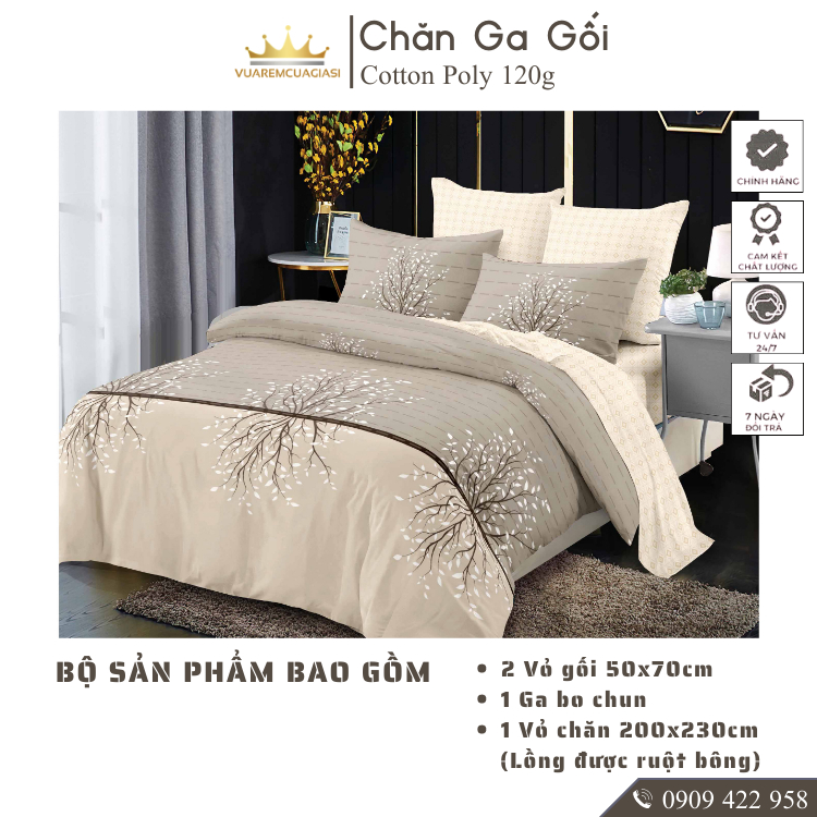Bộ chăn ga gối 5 món Cotton AL1-3-12 dành cho nệm giường decor trang trí phòng ngủ decor phòng vỏ chăn hoặc chăn chần bô