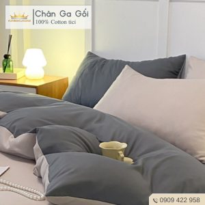 Bộ chăn ga gối 4 món Cotton Tici màu Ghi Kem nhiều sự lựa chọn, đầy đủ kích thước Duhalatexstore Ghi Kem AL1-6 - Ảnh 5