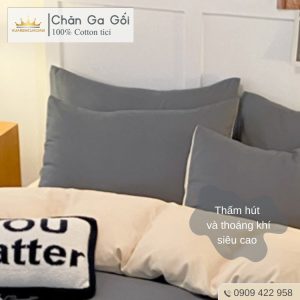 Bộ chăn ga gối 4 món Cotton Tici màu Ghi Kem nhiều sự lựa chọn, đầy đủ kích thước Duhalatexstore Ghi Kem AL1-6 - Ảnh 6
