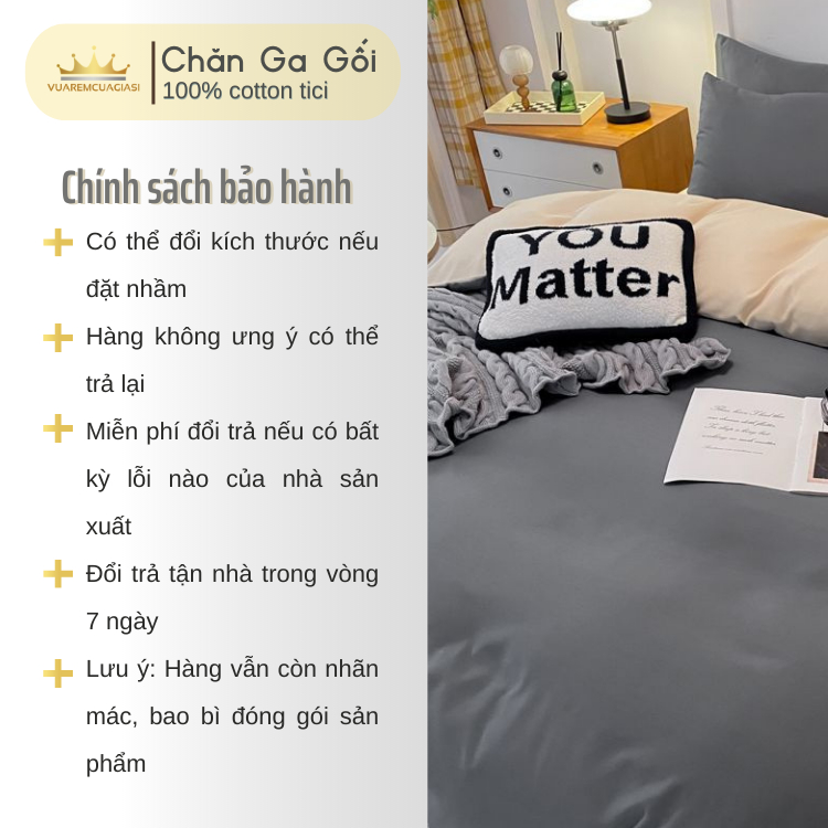 Bộ chăn ga gối 4 món Cotton Tici màu Ghi Kem nhiều sự lựa chọn, đầy đủ kích thước Duhalatexstore Ghi Kem AL1-6 - Ảnh 3