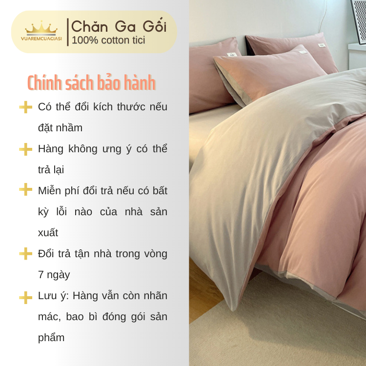 Bộ chăn ga gối 4 món Cotton Tici màu Hồng Ruốc nhiều sự lựa chọn, đầy đủ kích thước Duhalatexstore AL1-5 - Ảnh 3