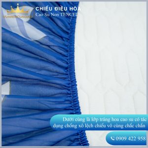 Chiếu Điều Hòa Vải Tencel Cá Heo Xanh Cao Su Non bo chun chân cao 35cm, hàng loại 1 nặng và dày trang trí - Ảnh 3