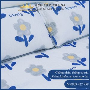 Chiếu Điều Hòa Vải Tencel Hoa Nhị Vàng Cao Su Non bo chun chân cao 35cm, hàng loại 1 nặng và dày trang trí - Ảnh 4
