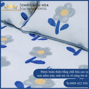 Chiếu Điều Hòa Vải Tencel Hoa Nhị Vàng Cao Su Non bo chun chân cao 35cm, hàng loại 1 nặng và dày trang trí - Ảnh 6
