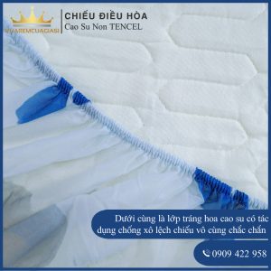 Chiếu Điều Hòa Vải Tencel Hoa Nhị Vàng Cao Su Non bo chun chân cao 35cm, hàng loại 1 nặng và dày trang trí - Ảnh 7
