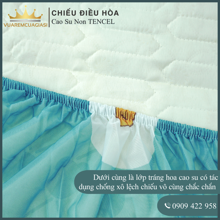 Chiếu Điều Hòa Vải Tencel Gấu Xanh Lá Cao Su Non bo chun chân cao 35cm, hàng loại 1 nặng và dày trang trí - Ảnh 4