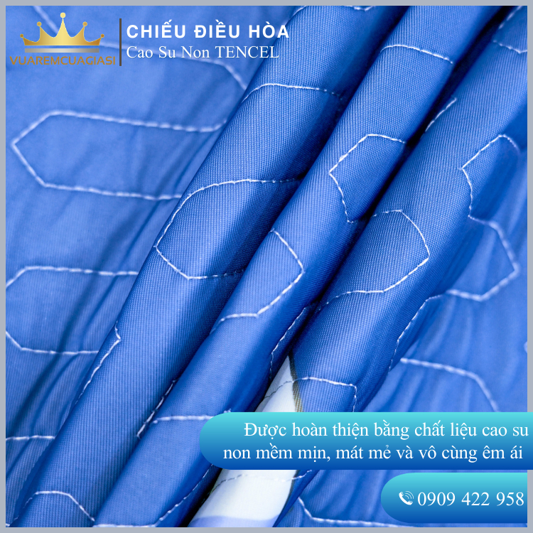 Chiếu Điều Hòa Vải Tencel Cá Heo Xanh Cao Su Non bo chun chân cao 35cm, hàng loại 1 nặng và dày trang trí - Ảnh 4