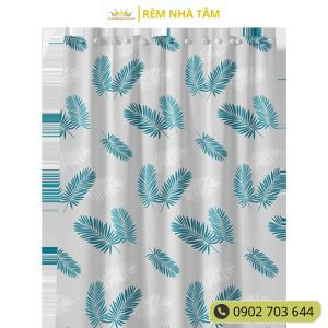 Rèm nhà tắm DÀY và thanh không khoan tường, họa tiết Lá Thông không thấy bóng người, không thấm nước, kèm vòng treo - Ảnh 7