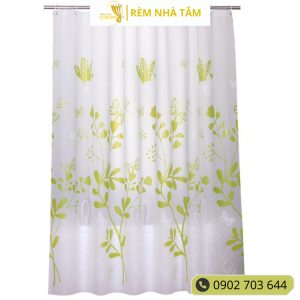 Rèm nhà tắm DÀY và thanh không khoan tường, họa tiết Bướm Vàng không thấy bóng người, không thấm nước, kèm vòng treo - Ảnh 7
