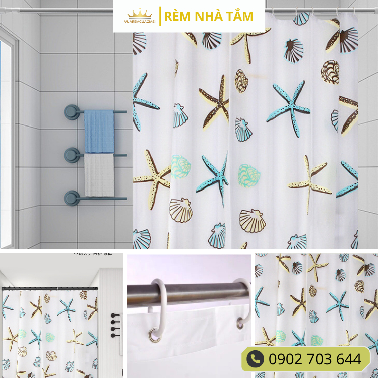 Rèm nhà tắm DÀY và thanh không khoan tường