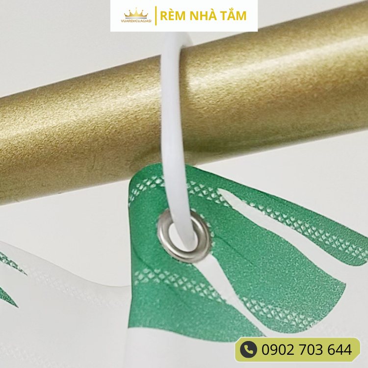 Rèm nhà tắm DÀY và thanh không khoan tường, họa tiết Lá Dương Sỉ không thấy bóng người, không thấm nước, kèm vòng treo - Ảnh 6