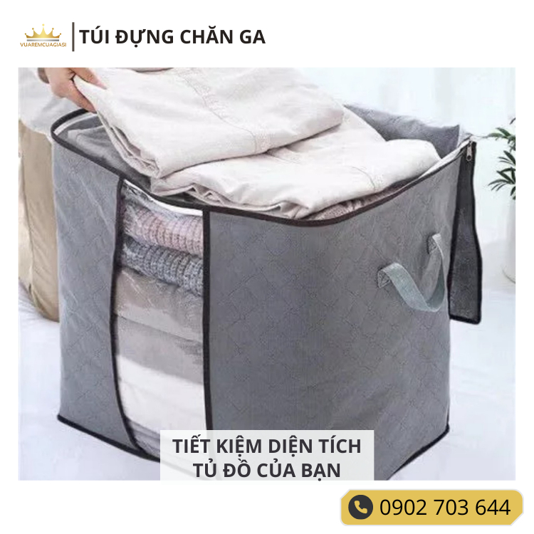 Mền Gối màu Xám Trơn - Hộp Vải Đựng Đồ Đa Năng Chống Thấm Nước