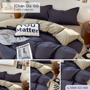 Bộ chăn ga gối 4 món Cotton Tici màu Tím Than Al2-1 nhiều sự lựa chọn đầy đủ kích thước Duhalatexstore Al2-1 vuaremgiasi - Ảnh 3