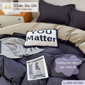 Bộ chăn ga gối 4 món Cotton Tici màu Tím Than Al2-1 nhiều sự lựa chọn đầy đủ kích thước Duhalatexstore Al2-1 vuaremgiasi - Ảnh 7