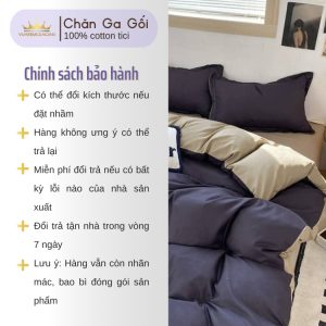 Bộ chăn ga gối 4 món Cotton Tici màu Tím Than Al2-1 nhiều sự lựa chọn đầy đủ kích thước Duhalatexstore Al2-1 vuaremgiasi - Ảnh 2