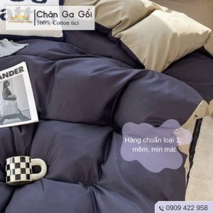 Bộ chăn ga gối 4 món Cotton Tici màu Tím Than Al2-1 nhiều sự lựa chọn đầy đủ kích thước Duhalatexstore Al2-1 vuaremgiasi - Ảnh 4