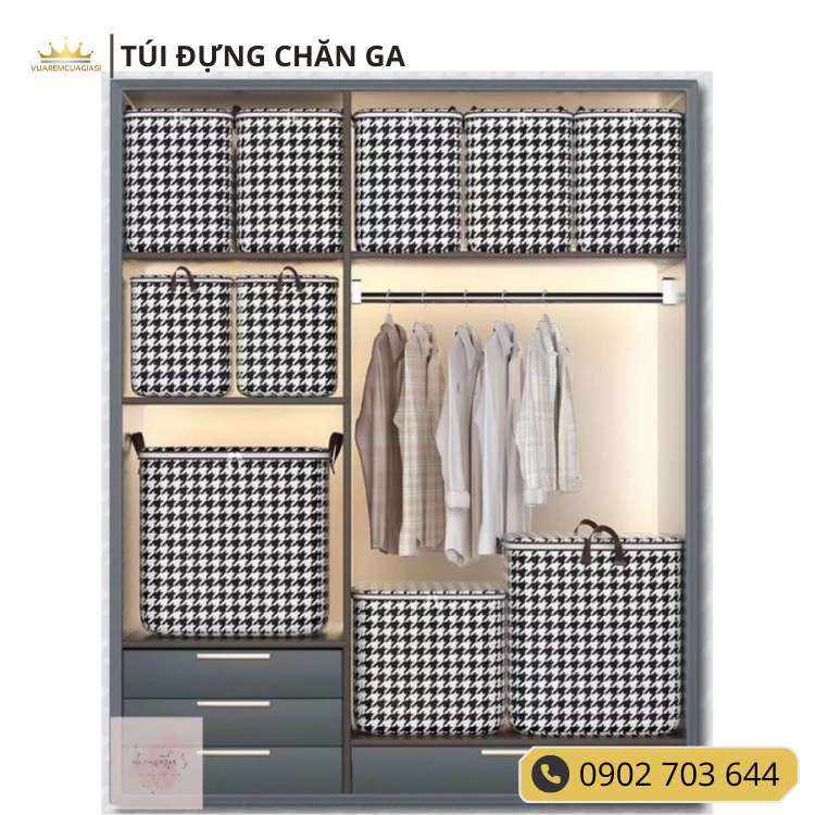 Túi đựng Caro 110L đựng chăn màn quần áo rèm cửa tránh nấm móc, túi đồ đi du lịch Vuaremgiasi - Ảnh 5