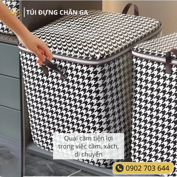 Túi đựng Caro 110L đựng chăn màn quần áo rèm cửa tránh nấm móc, túi đồ đi du lịch Vuaremgiasi - Ảnh 6