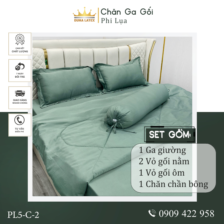 Bộ chăn ga gối Phi lụa hàng loại 1