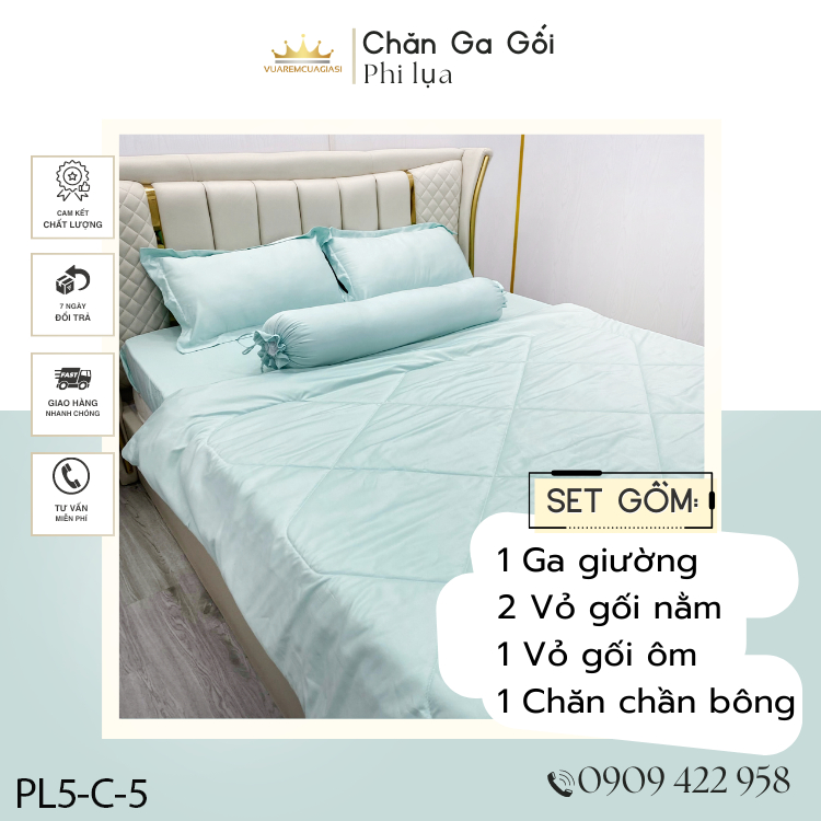 Bộ chăn ga gối Phi lụa hàng loại 1