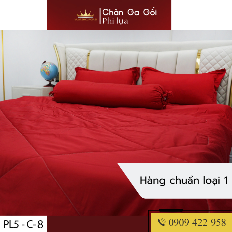 Bộ chăn ga gối Phi lụa hàng loại 1