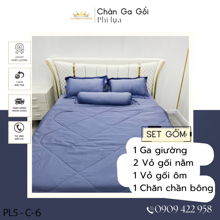 Bộ chăn ga gối Phi lụa hàng loại 1