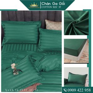 Bộ ga giường 5 món cotton kẻ sọc 3f chuyên dùng cho khách sạn miễn phí bo chun VUAREMGIASI - Ảnh 2