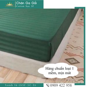 Bộ ga giường 5 món cotton kẻ sọc 3f chuyên dùng cho khách sạn miễn phí bo chun VUAREMGIASI - Ảnh 3