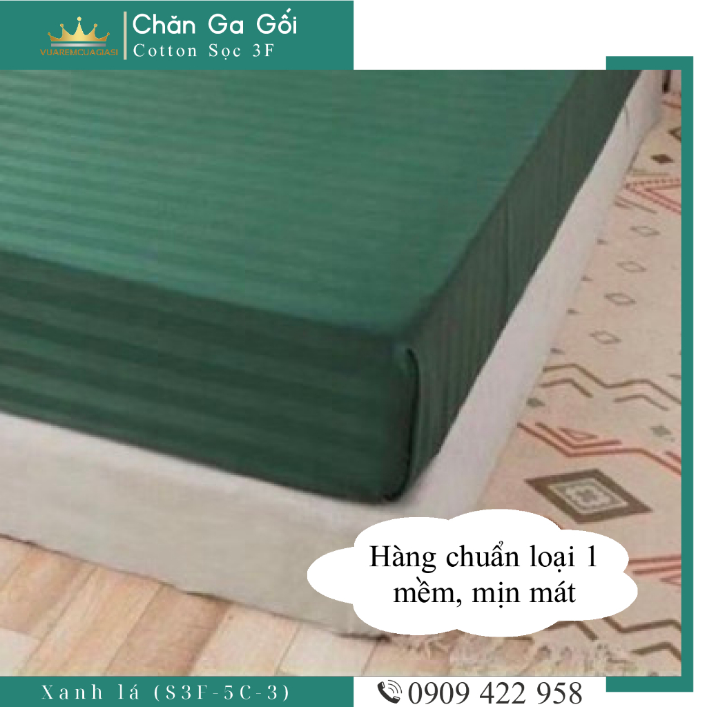 Bộ ga giường 5 món cotton kẻ sọc 3f chuyên dùng cho khách sạn miễn phí bo chun VUAREMGIASI - Ảnh 3