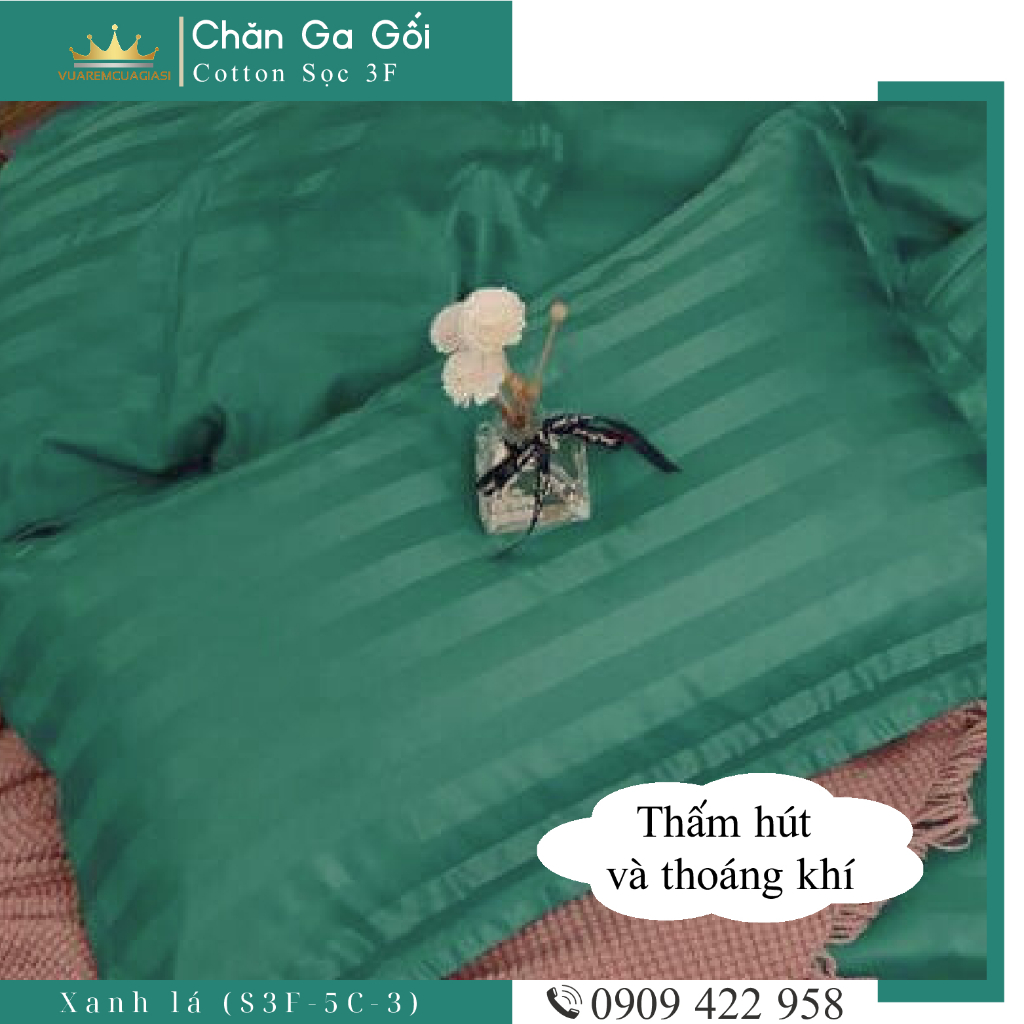 Bộ ga giường 5 món cotton kẻ sọc 3f chuyên dùng cho khách sạn miễn phí bo chun VUAREMGIASI - Ảnh 4
