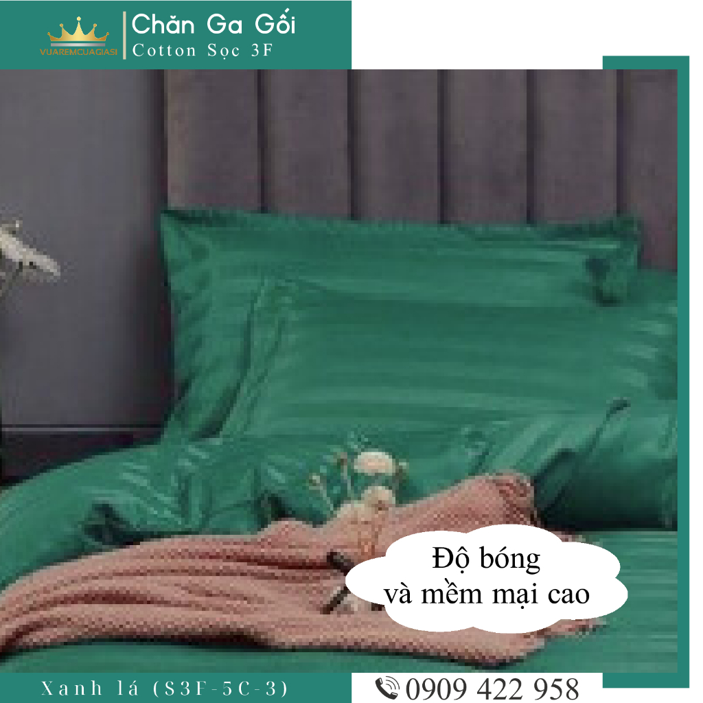 Bộ ga giường 5 món cotton kẻ sọc 3f chuyên dùng cho khách sạn miễn phí bo chun VUAREMGIASI - Ảnh 6