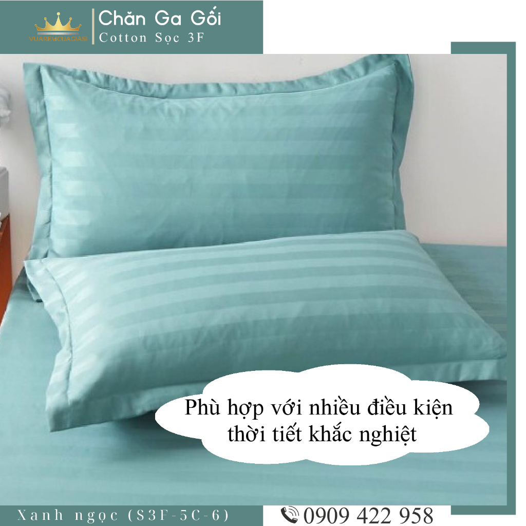 Bộ ga giường 5 món cotton kẻ sọc 3f chuyên dùng cho khách sạn miễn phí bo chun VUAREMGIASI - Ảnh 7