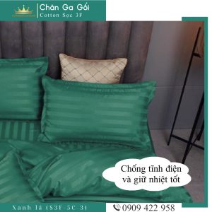 Bộ ga giường 5 món cotton kẻ sọc 3f chuyên dùng cho khách sạn miễn phí bo chun VUAREMGIASI - Ảnh 5