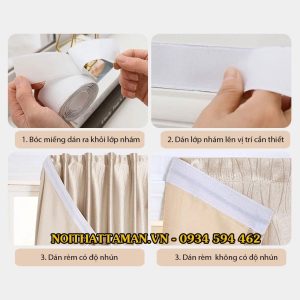 Rèm Vải Dán Cửa Tiện Lợi - Không Cần Thanh Treo - Nhiều Kích Thước - Cản Sáng Đến 95% - Ảnh 3