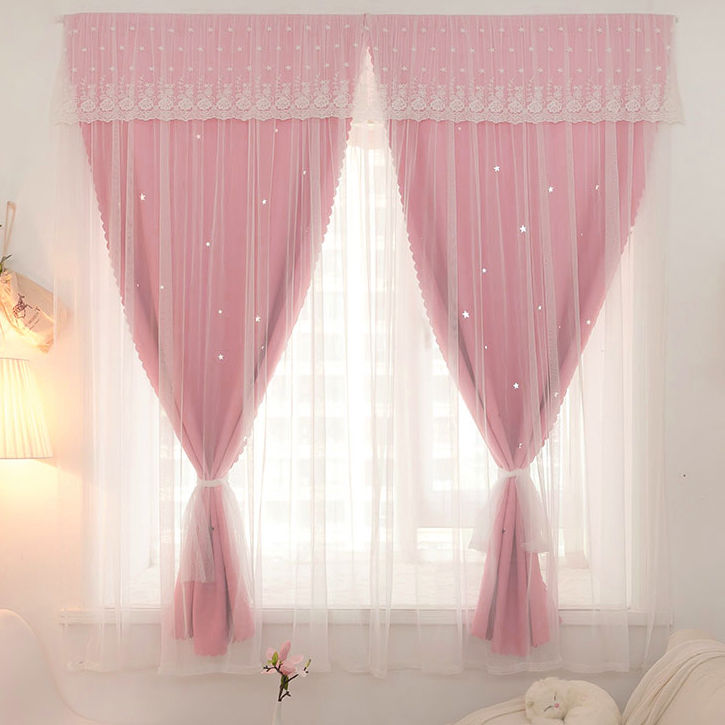 Rèm cửa vải gạc che ánh sáng có quai dán không cần đục lỗ dùng trong phòng ngủ bạn gái