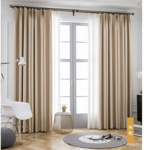 Rèm Vải Cao 2m7 Treo Cửa 99% Chống Nắng 1 Màu (tặng dây buộc) - Vàng Nhạt giá bán 1 tấm - Ảnh 2