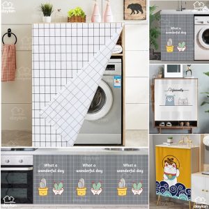 Rèm vải dày chống bụi chống thấm nước cho cửa tủ nhà bếp，Tủ rèm Velcro Rèm chìm Không cần đục lỗ Chống bụi tự dính Nhà bếp Cửa sổ Màn che Rèm chân tường，Tủ bếp trượt giá rẻ Rèm che tủ bếp - Ảnh 4