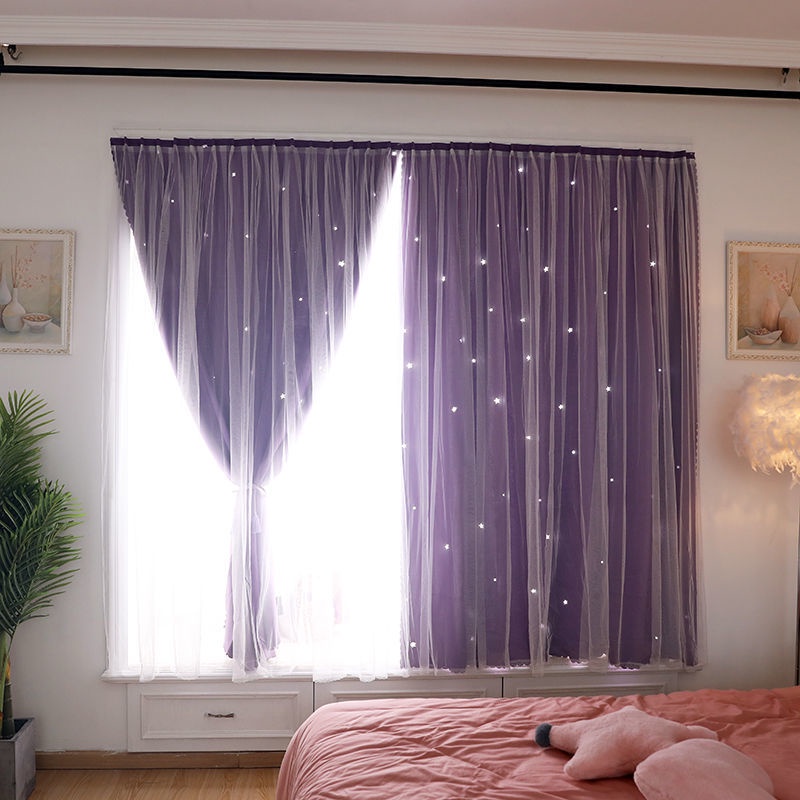Rèm cửa sổ Rèm Cửa dán 2 lớp trang trí họa tiết nghệ thuật không cần khoan tường tiện dụng - Ảnh 2