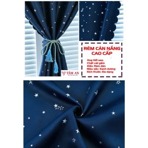 Rèm Dán Tường Cửa sổ Chống Nắng - Rèm Dán Tường Không Cần Thanh treo - Vải Cản Sáng Thêu Sao Nhiều Kích Thước
