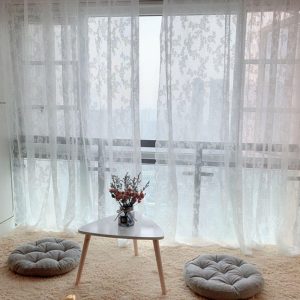 Aubrey Rèm Cửa Sổ Vải Tuyn Ngắn Phối Ren Hoa Hiện Đại Dành Cho Phòng Khách - Ảnh 2