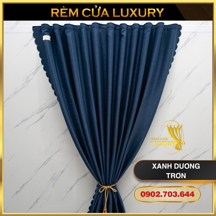 Rèm cửa dán tường vải Nhật màu xanh BLUE trang trí cửa sổ