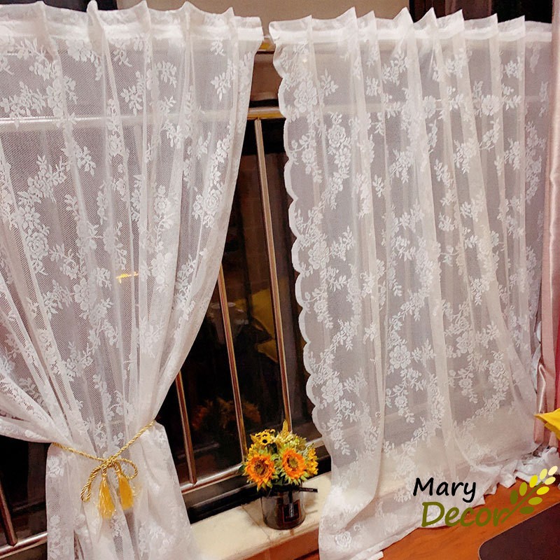 Rèm cửa vải ren, rèm cửa voan hoa xinh xắn sang trọng trang trí không gian đậm chất vintage chất lượng cao - Ảnh 5