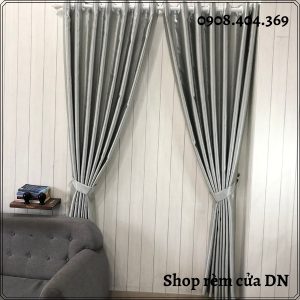 Rèm vải cửa sổ màu xám sáng chống nắng tặng kèm dây vén. - Ảnh 5