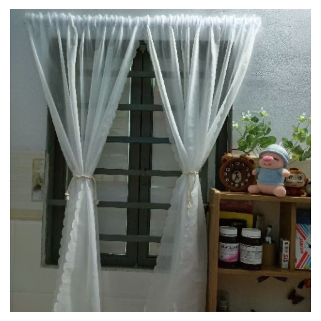 Rèm Voan Trắng Dán Tường, Rèm Voan Decor Trang Trí Xinh Xắn Tiện Lợi Cho Cửa Sổ Phòng Ngủ, Phòng Khách - Ảnh 6